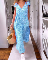 VANESSA | V-Neck Short Sleeve Long Dress-2